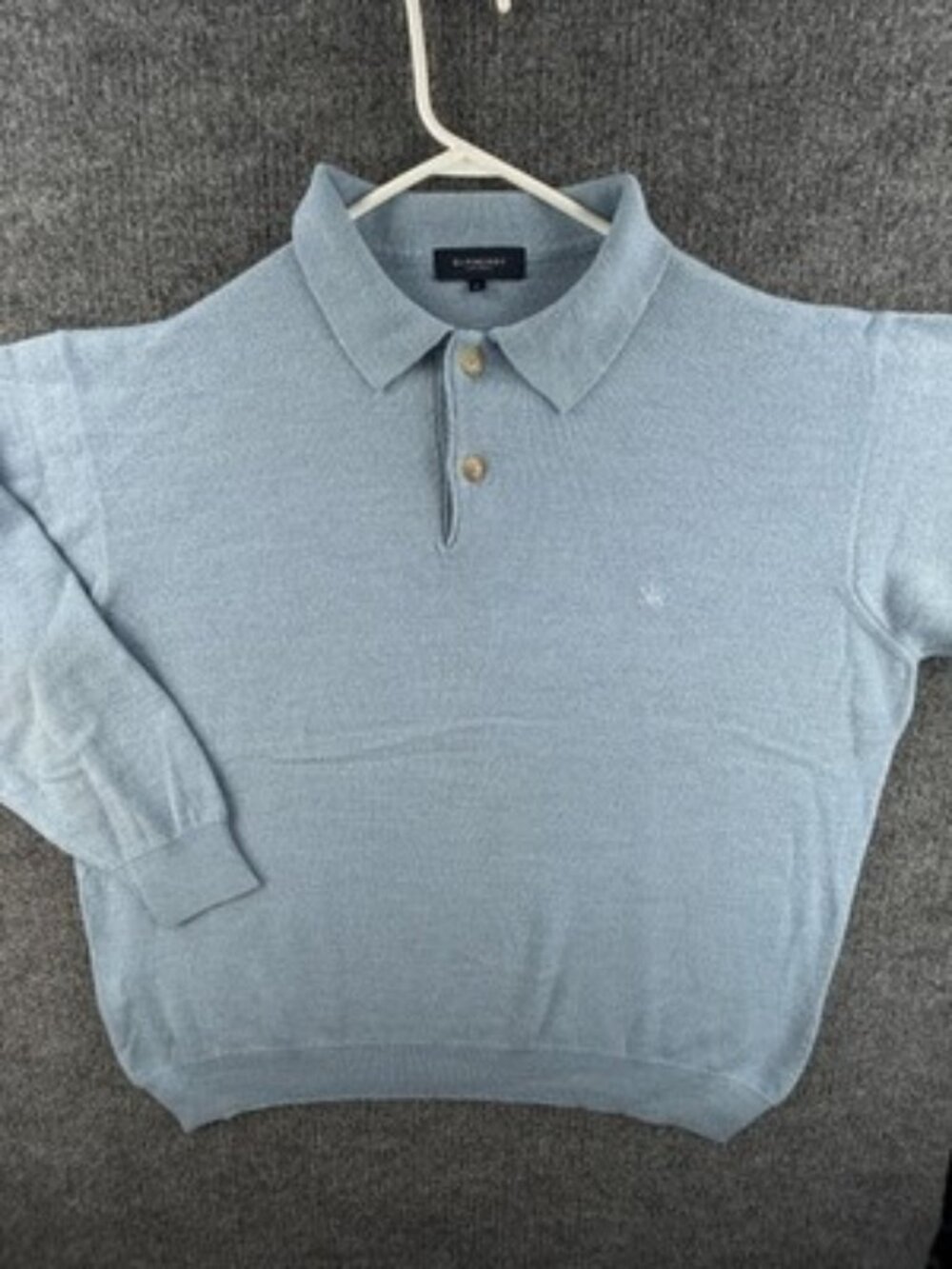 Burberry London Blue Wool Acrylic Long Sleeve Collared Men Pullover 8 Sweater